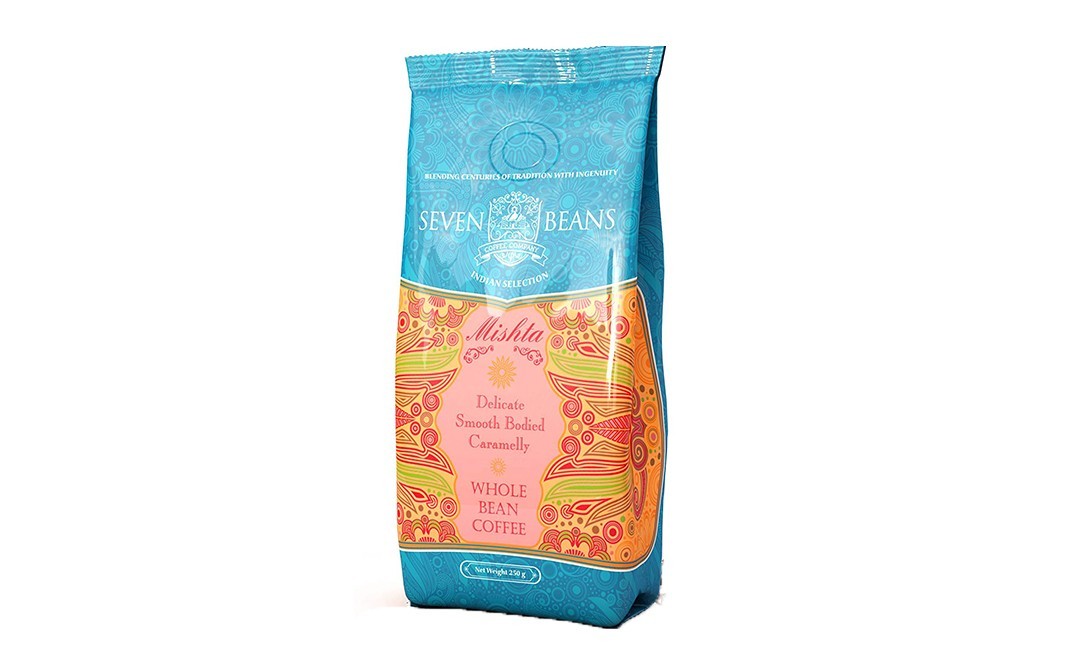 Seven Beans Mishta Whole Bean Coffee    Pack  250 grams